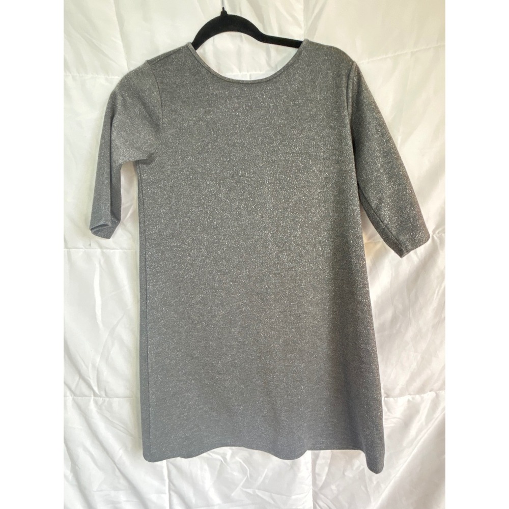 Old Navy Plus Size L 10 12 Silver Metallic Knit Shift Dress